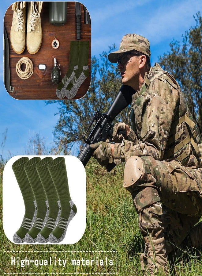 Skyebed 7 Pairs Men's Military Boot Socks - Army Green Thickened Warm Military Grade Crew Socks for Adult Working Outdoor Activities (US, Alpha, One Size, Regular, Regular, Green Thin - Style 2) - Image 4